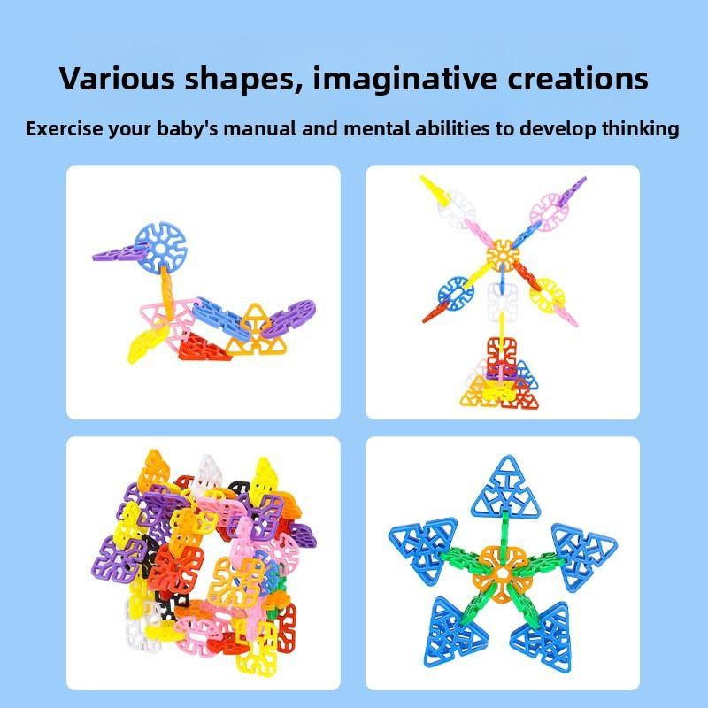 Geometric Snowflake Building Blocks Set For Kids With Developmental Educational Toy For Ages 3 To 6
