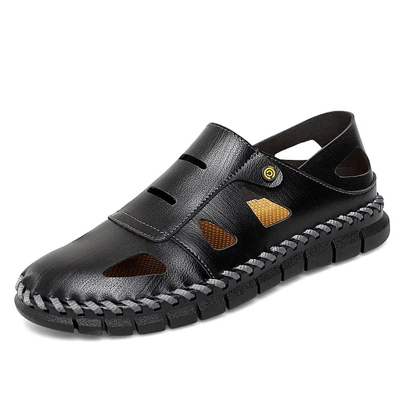 

Summer Men Sandals Casual Beach Hollow Out Slippers Retro Lightweight Comfortable Non-slip Shoes Sandalias Masculinas Dos Homens 38 чёрный