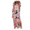 JPNTKY Fashion Summer Spring Solid Color Print Short Sleeve V-Neck Casual Dresses