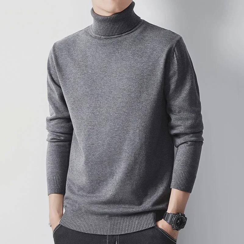 Unisex grenzüberschreitender Herbst/Winter Rollkragen-Fleece-Pullover - Einfarbige Strick-Basisschicht