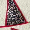 Hot-selling Swimsuit Women's Leopard Print Contrasting Bikini Neck Strap High Waist Gathering Split Swimsuit Vacation Swimsuit