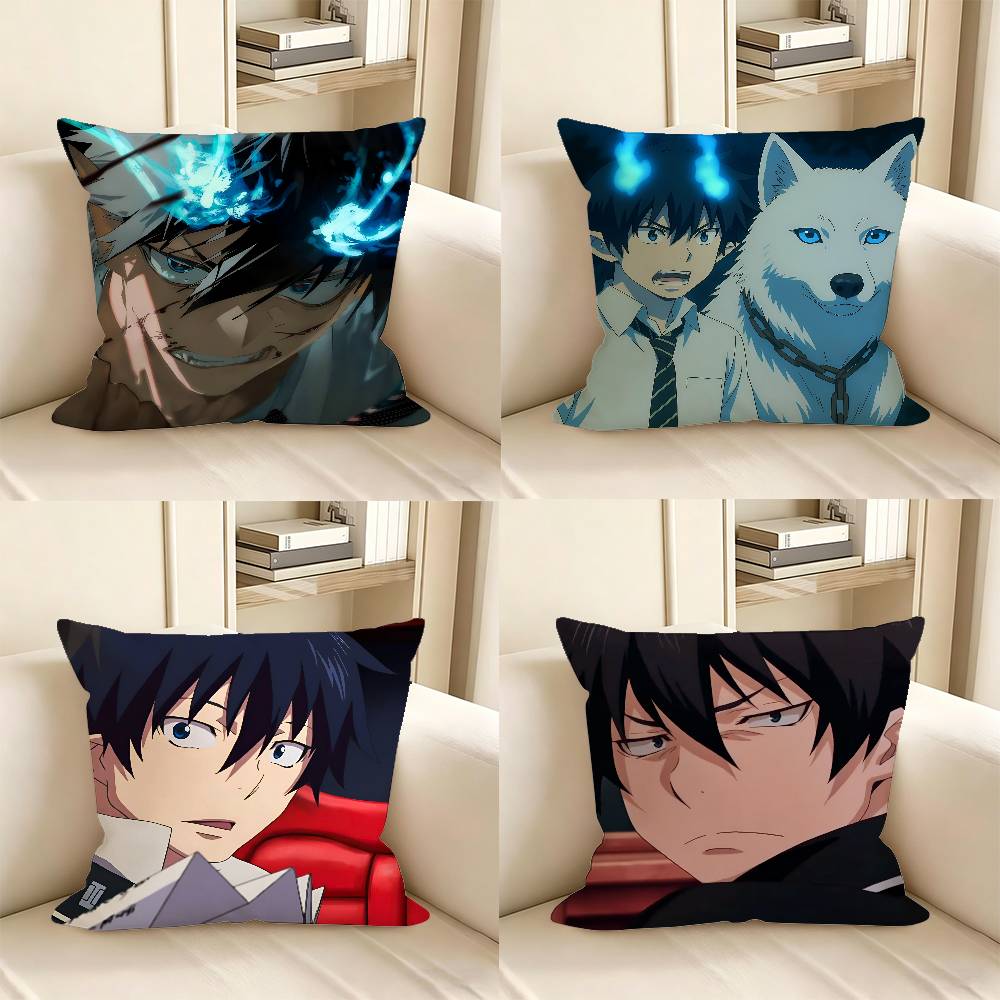 1pc Anime Blue Exorcist Pillow Case Fashion Square Pillowcase Bedroom Sofa Room Ins Decoration Leisure