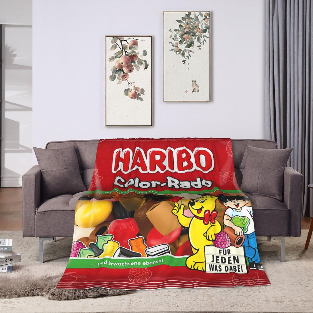 Haribo Bear Candy Plush Blankets Students  Flannel Throw Blanket For Home Decor Soft Design Quality Bedspread Birthday Gift