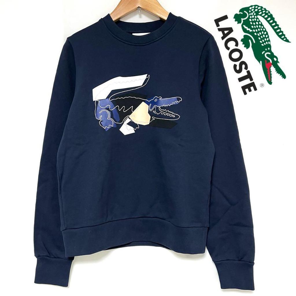 Used LACOSTE 22SS Stitch & Print Crocodile Sweatshirt Navy M
