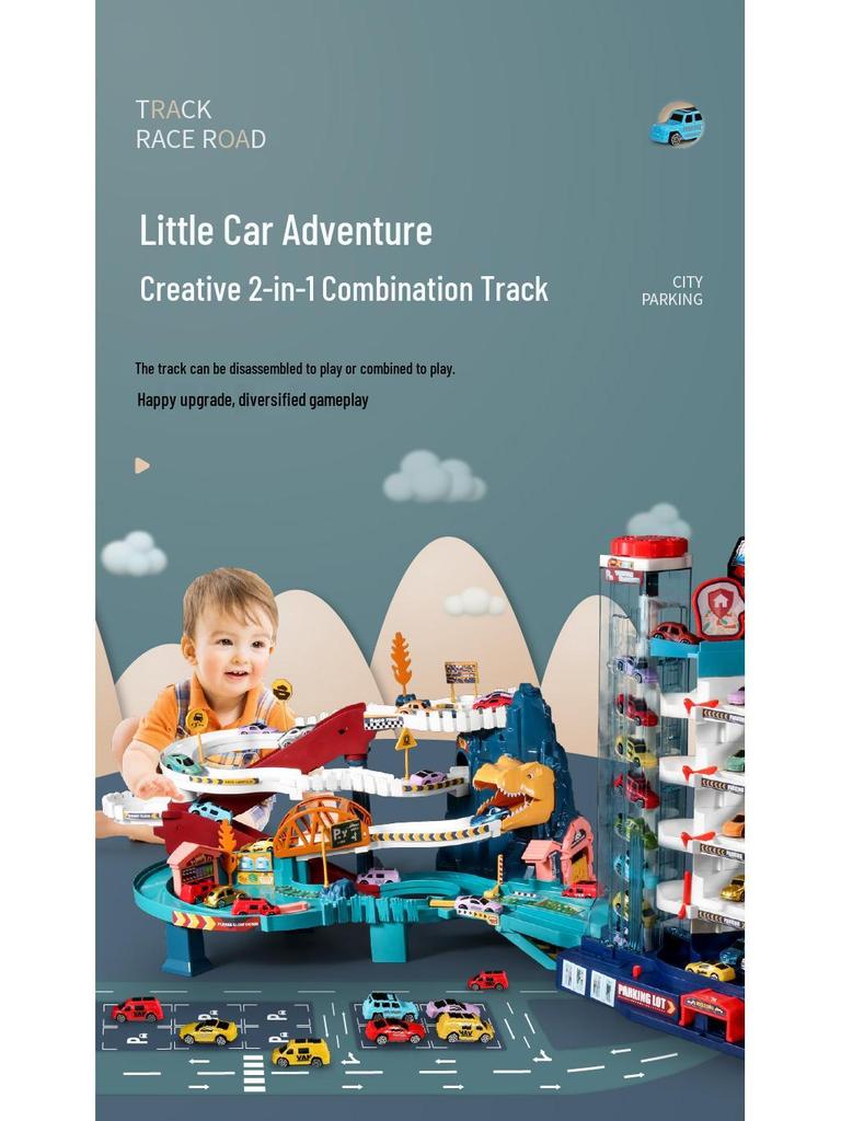 Dinosaur Mountain Adventure Track & Parking Lot Toy Set