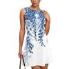 Women's Summer Dress Casual Sleeveless Round Neck Classical Leaf Print Vest Sundress