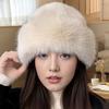 Imitation Fur Hat for Women, Autumn and Winter Plush Fisherman Hat, White, High-end, Adult, Face-slimming, Warm, Ear-protecting