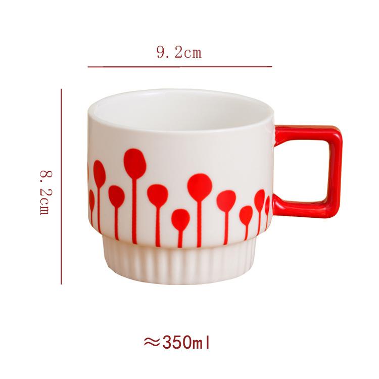 Creative Stacking Cup Painted Pattern Porcelain Mugs Tableware Coffee Mug Dining Table Afternoon Tea Teacup Fruits Juice Cup