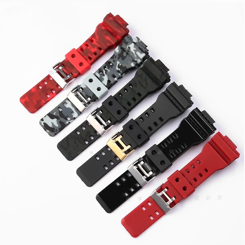 16mm Harz-Silikon-Armband für Casio G-Shock GA-100/110/120 GA400/700 GD-100/110 G-8900 GLS-100 Herren Damen Schwarz Gold Uhrenarmband