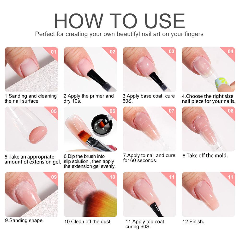 3 Colors Extension Gel Mirror Powder Nail Lamp Top Coat Base Coat Primer Rhinestone Glue Cleaner Nail Art Kit