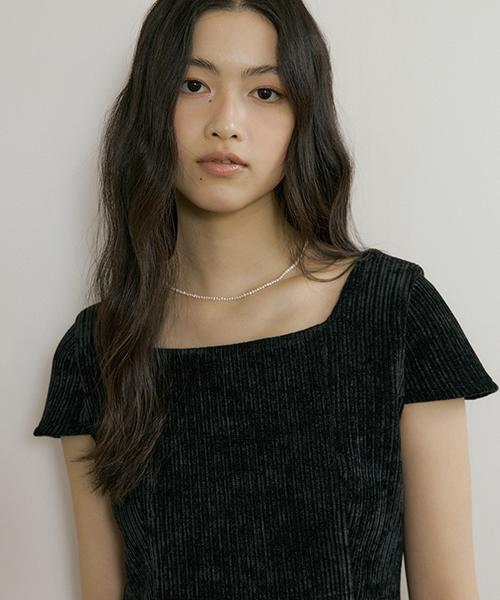 Lingseoul [Select Length] Corduroy Dress-Black (Long)