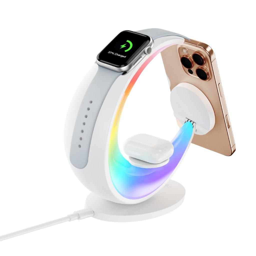 Intelligente LED-Schreibtischlampe mit 7 Farben, 4-in-1 kabellosem Ladegerät und magnetischer Saugvorrichtung 15W Ständer