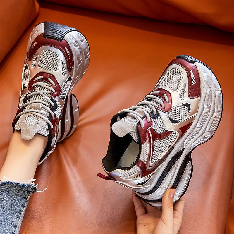 12 neue atmungsaktive Dad-Schuhe Plateau-Mesh Kleine Sportschuhe Lässig A2