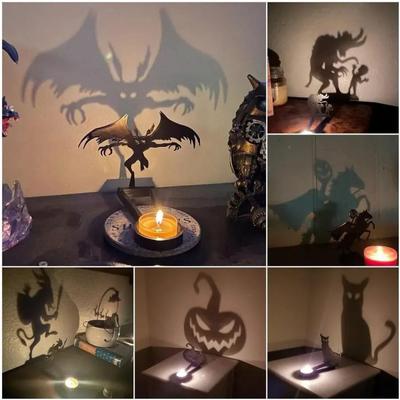 Candle Holder,Candle Shadow,Halloween Candle Holder Home Decor,Tealight Shadow Caster  Halloween Tea Light Holder,Halloween Horror Candle Holder Metal