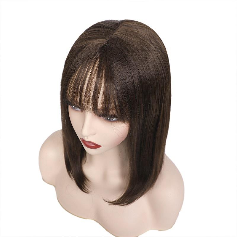 Synthetic Long Straight Hair Wig with Bangs Brown Afro Wigs for Women Daily Cosplay Halloween Natural Layered Haircut