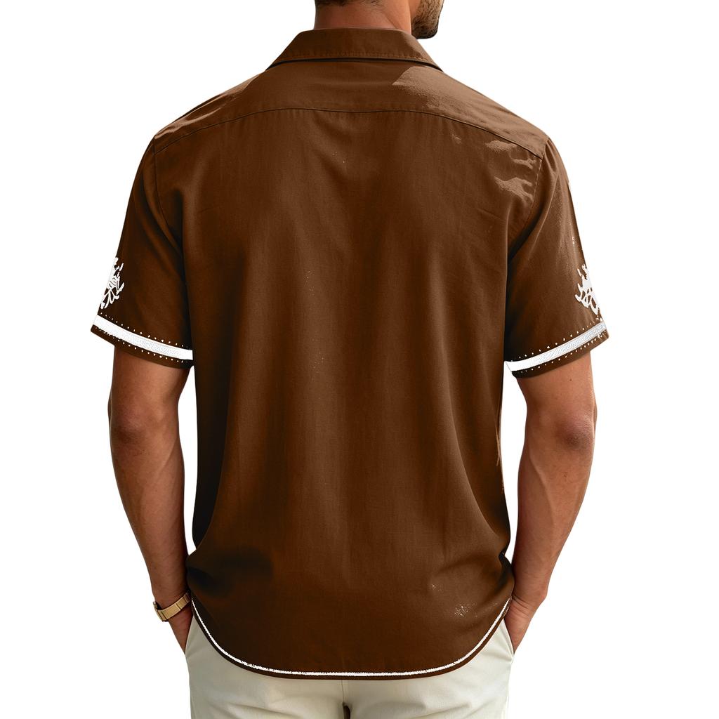 Men's Casual Short-Sleeve Collared Shirt For Spring/Summer
