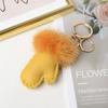 Fluffy Mink Hair Pendant Leather Car Keyring Fashion Little Glove Keychain  Bag Decoration