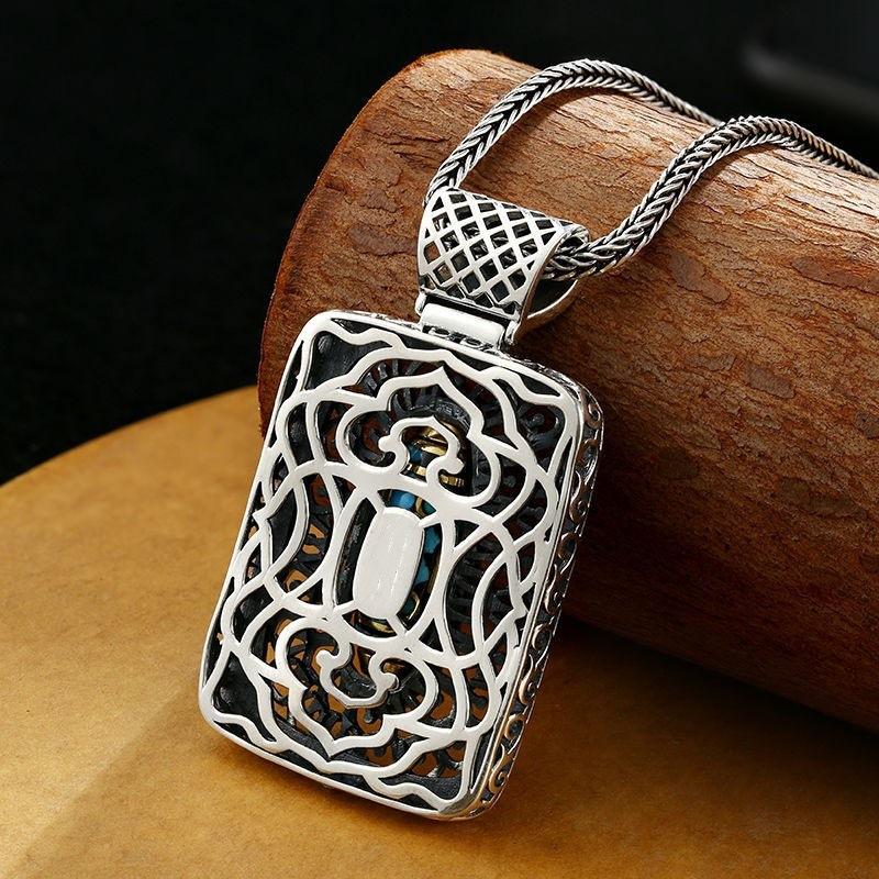 Halskette Retro Zehntausend Buddhas Chaozong Drehende Perlen Taotie Anhänger für Männer und Frauen