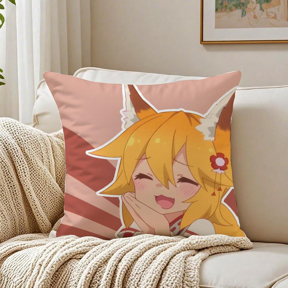 Cute Japanese Anime TThe Helpful Fox Senko San Cushion Cover Pillowcase Antidustmite Living Room Sofa Decor Cushion Room