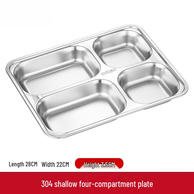 Yuzhuxun 304 Stainless Steel Four-Compartment Dinner Plate
