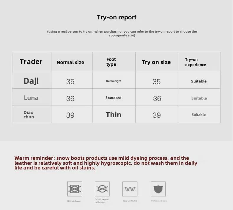 Dam Äkta Läder Pälsfodrade Vinter Snöstövlar 5951