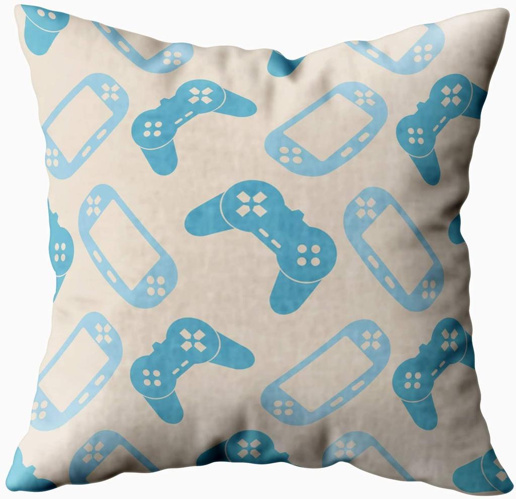 RZN Gamer Game Controller Joypad Joystick Cushion Cover Red Plaid Throw Pillow Covers 45x45cm for Home Sofas