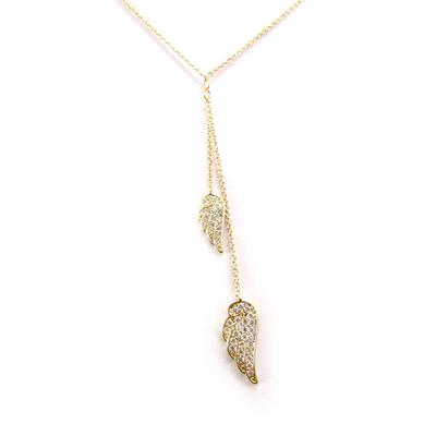 [J6943] - Collar bañado en oro 'Alas de Ángel' oro blanco - 68x9 mm