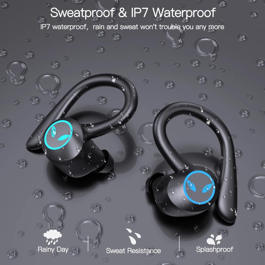 Wireless 5.4 Headphone Touch Control Sports Waterproof Bluetooth Earphone HiFi 9D Bass Stereo Earphone Headset With Microphone