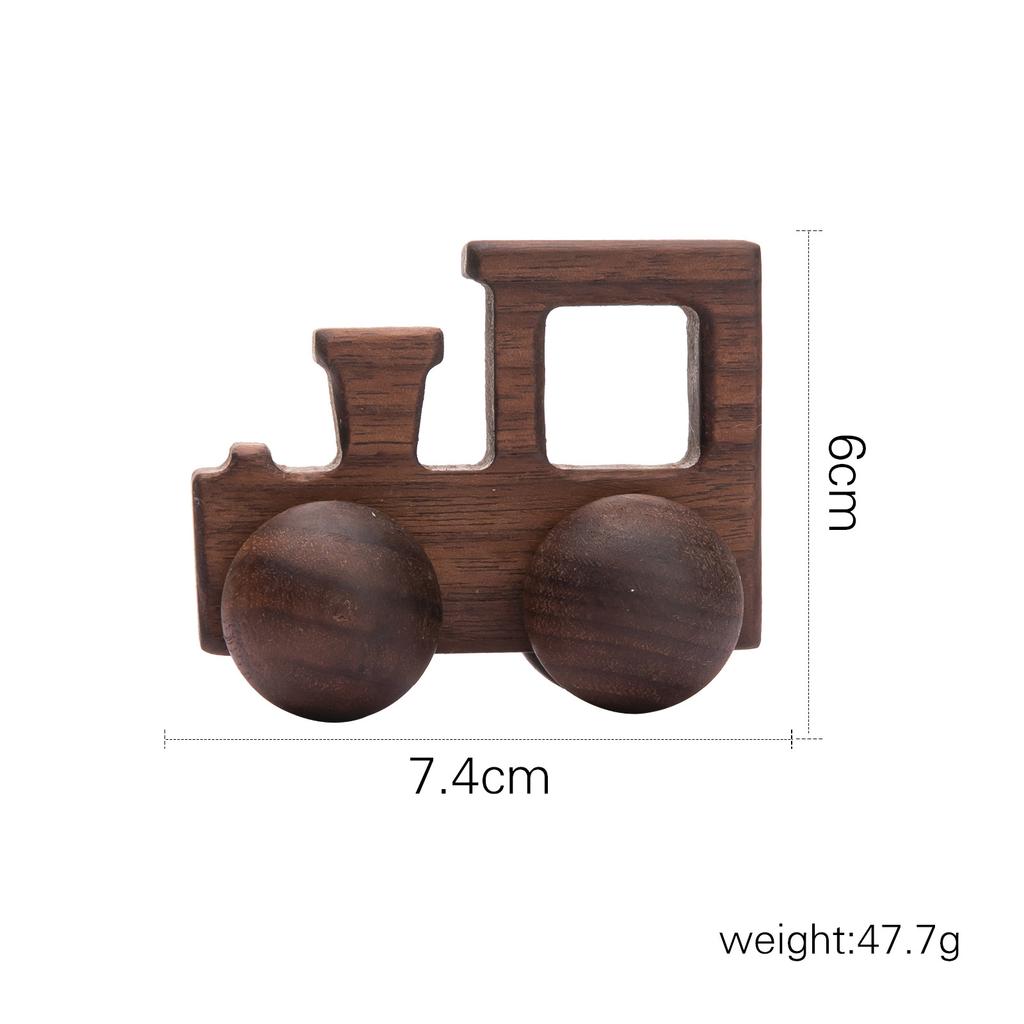 Walnut Wood Mini Colorful Car, Children Early Education Educational Wooden Building Block Toy, Infant Toddler Push Cart