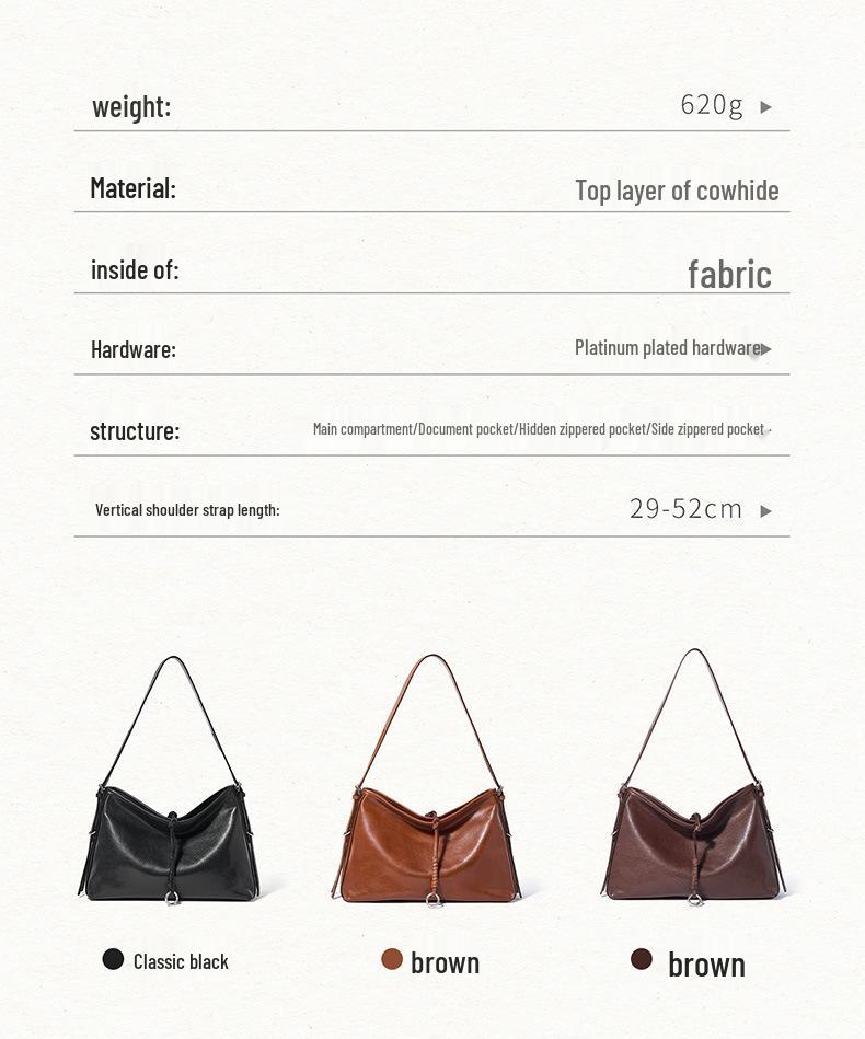 Large Capacity Women's Genuine Leather Tote - Cowhide Shoulder Hobo Bag