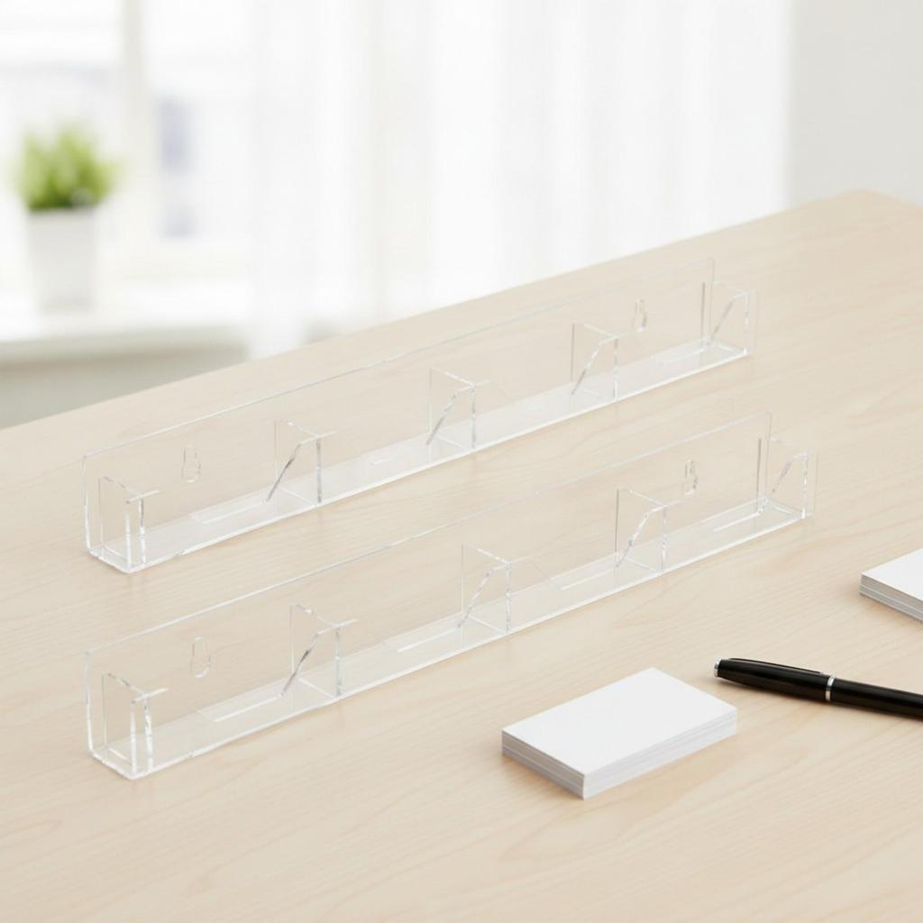 2 Pieces WallMounted Card Organizer with Dividers Transparent Clear Acrylic Business Rack