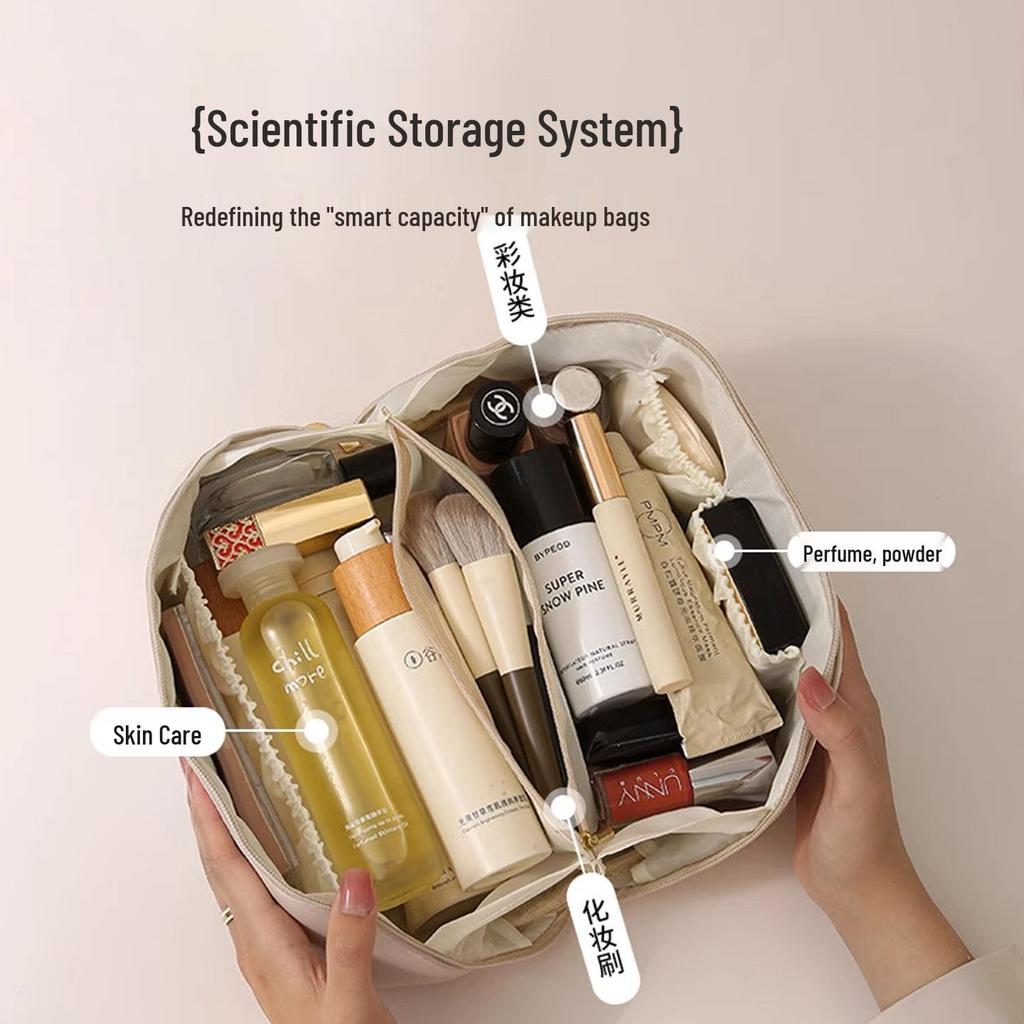 Premium Large Capacity Women's Cosmetic Bag: Portable Travel Makeup Organizer Case
