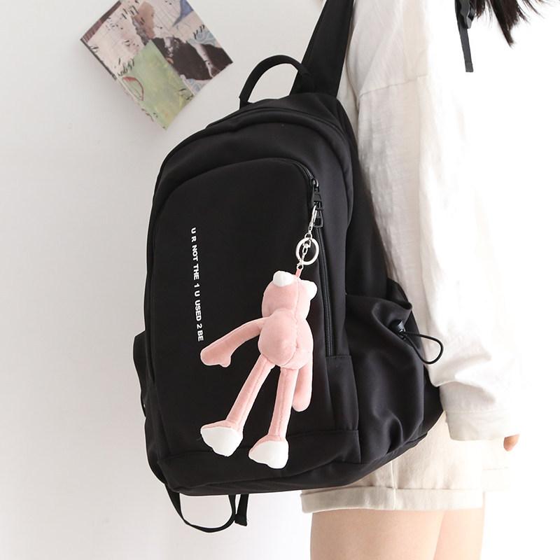 Schoolbag Customized Large Capacity School Bag Women's Lightweight Solid Color Fashion Versatile Junior High School Student Travel Backpack Men