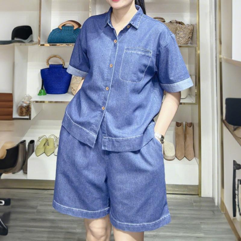 ZANZEA Kadın Kısa Kollu Bluz ve Şort Rahat İki Parça Takım Elbise Setleri