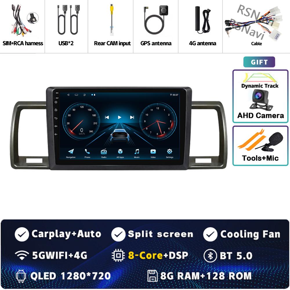 Android 14 Carplay Car Radio For Toyota Hiace 2004 - 2019 Multimedia Video Player Navigation GPS Stereo 2 Din Head Unit WIFI+4G