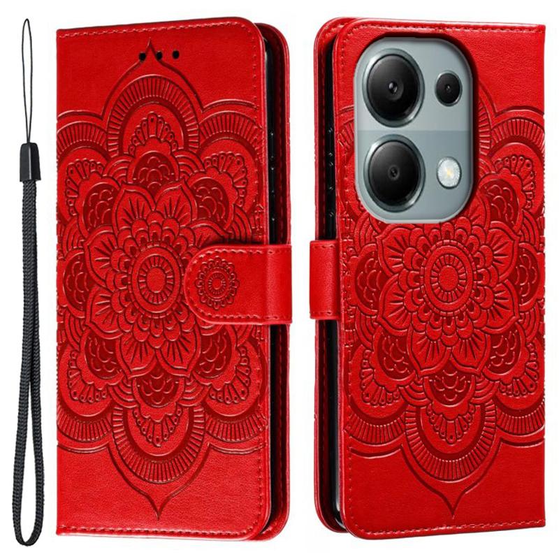 For Xiaomi Poco M6 Pro 4G/Redmi Note 13 Pro 4G Case PU Leather Mandala Imprinted Design Wallet Phone Cover