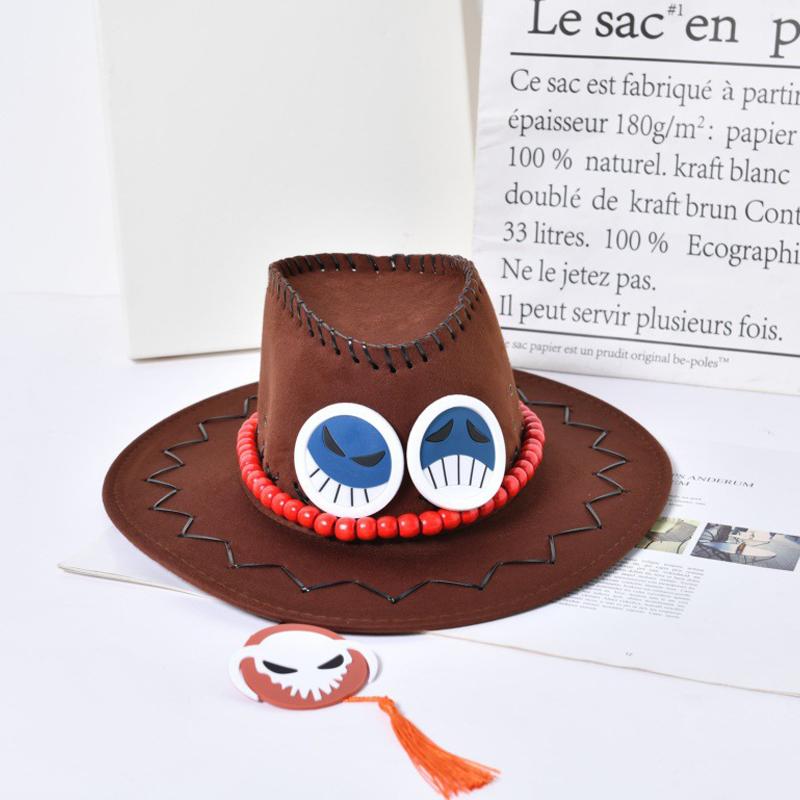Anime One Piece Ace Jazz Hut Cosplay Hüte Luffy Ace Orange Cowboyhut Für Kinder Erwachsene Halloween Karneval Cosplay Zubehör