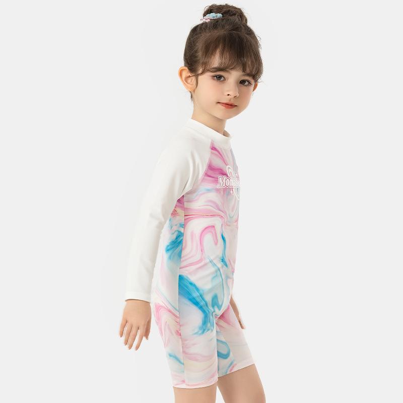 Kids' INS Style Long-Sleeve Sun Protection One-Piece Swimsuit
