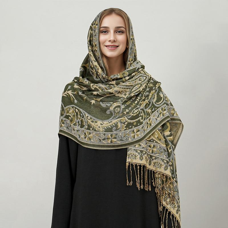 Bohemia Pashmina Hijab Scarf Long Muslim Cashmere Shawl Female Foulard Soft Turban Head Wraps For Women Headband Luxury