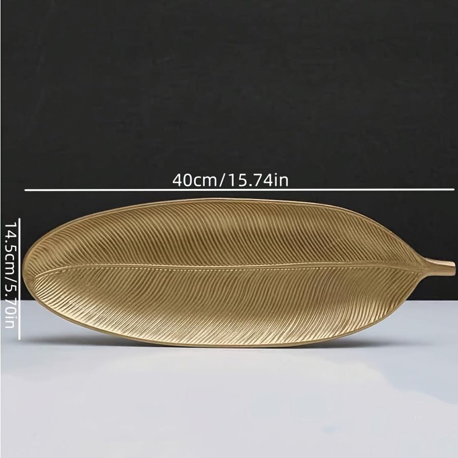 Elegant Golden Leaf Decorative Tray  Perfect for Snacks Candy & Home Storage Classic Wooden Design for Living Room & Dining Table