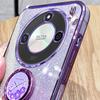 For Honor X60 5G Case Ring Kickstand TPU Flowers Phone Cover Gradient Glitter