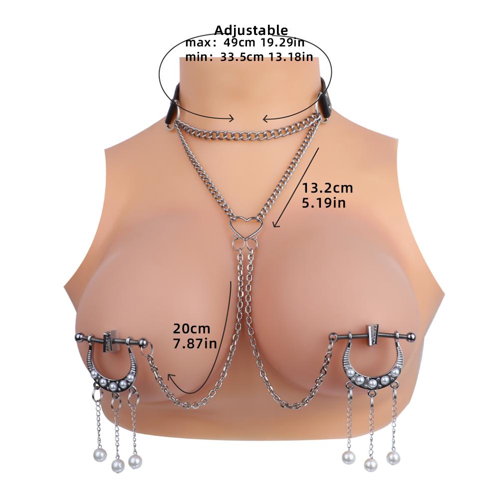 QKKQ Choker Leather Collar Nipple Clamp Breast Clip Chain Couples SM Sex Toys for Women Adult Games Erotic Products
