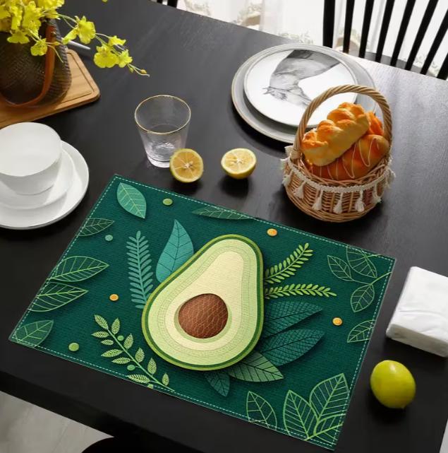 

Cute Avocado Printed Placemat Used To Keep Cookies and Milk in Place Making Your Dining Kitchen More Beautiful Creative Friends 1PC-32x42cm