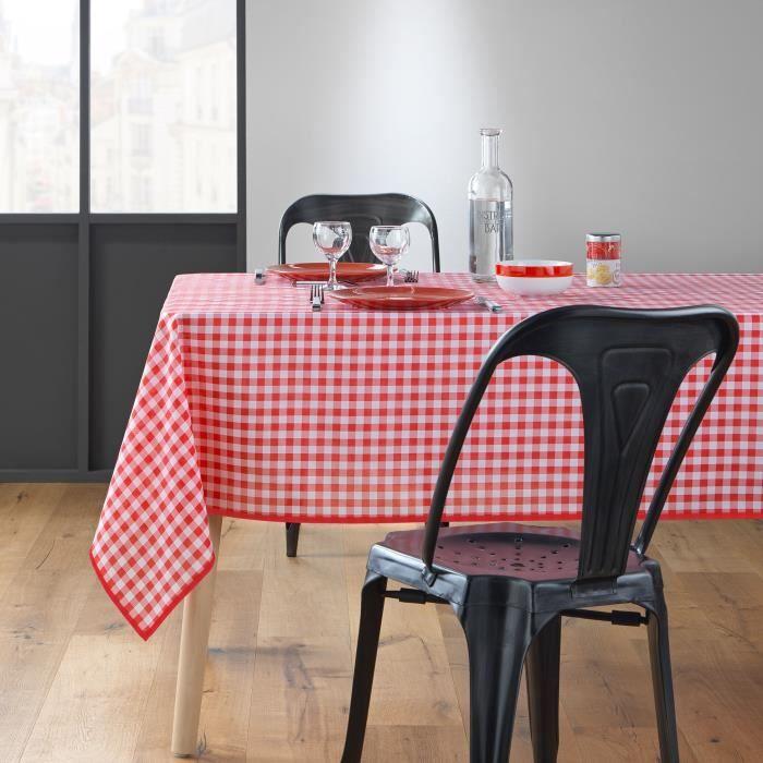 Nappe rectangulaire - Vichy - Rouge - 150 x 240 cm - Antitache - Infroissable