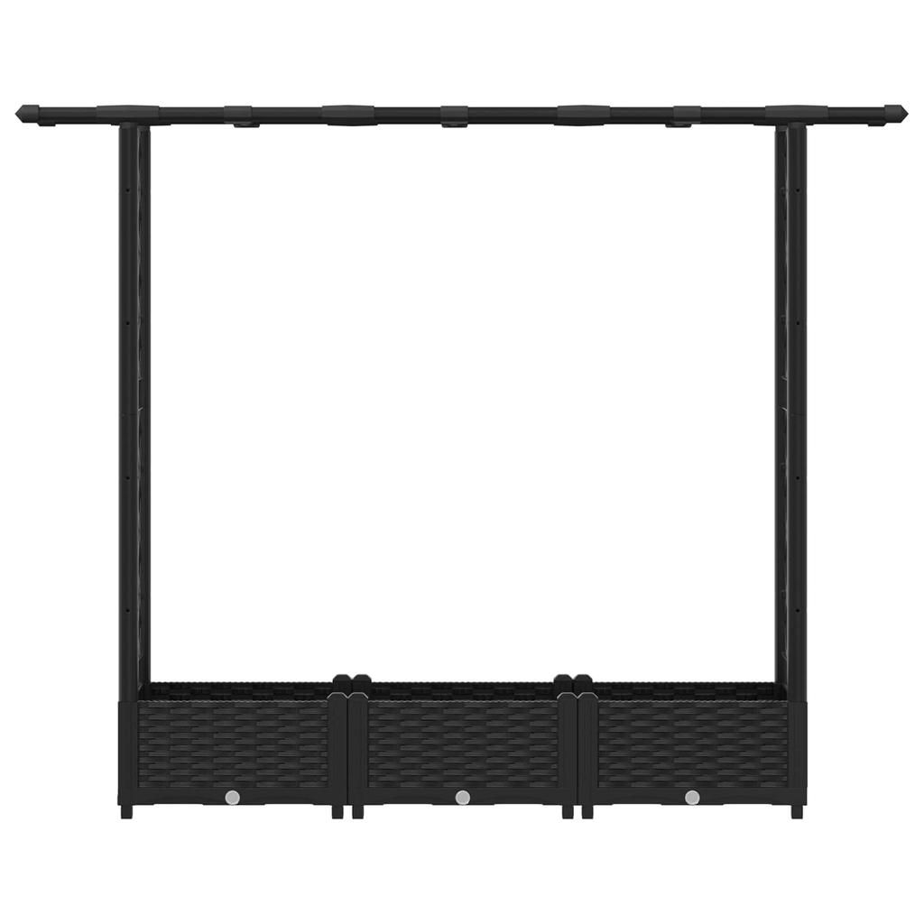 Elevated Planter with Trellis and Hanging Roof Black 164 x 40 x 123 cm PP