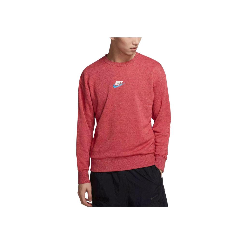 Nike Solid Color Sport Crew Neck Sweatshirt Men Tops Red 928428-687