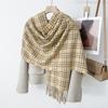 Korean Style Plaid Scarf Faux Cashmere Thick Warm Unisex Scarf