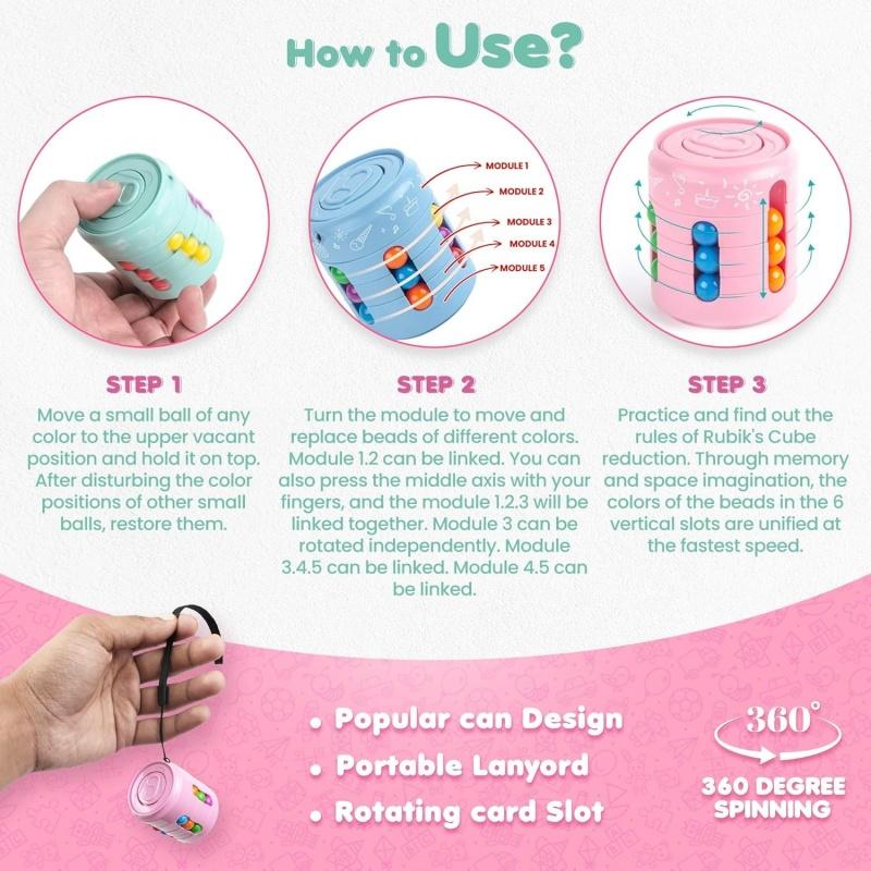 Rotating Fidget Toys Magic Bean Puzzle Cube Fidget Spinners Classroom Prizes Goodie Bag Stuffers Birthday Party Favors For Kids