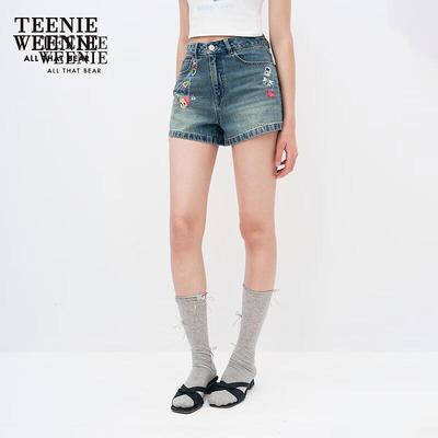 Women's Bear Letter Denim Shorts