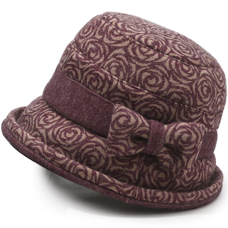 

Теплая шапка-рыбак на осень и зиму: Корейская мода Хлопковый принт для пожилых женщин Adjustable 56-58cm